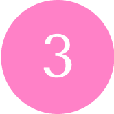 A large white number 3 on a pink circular background.